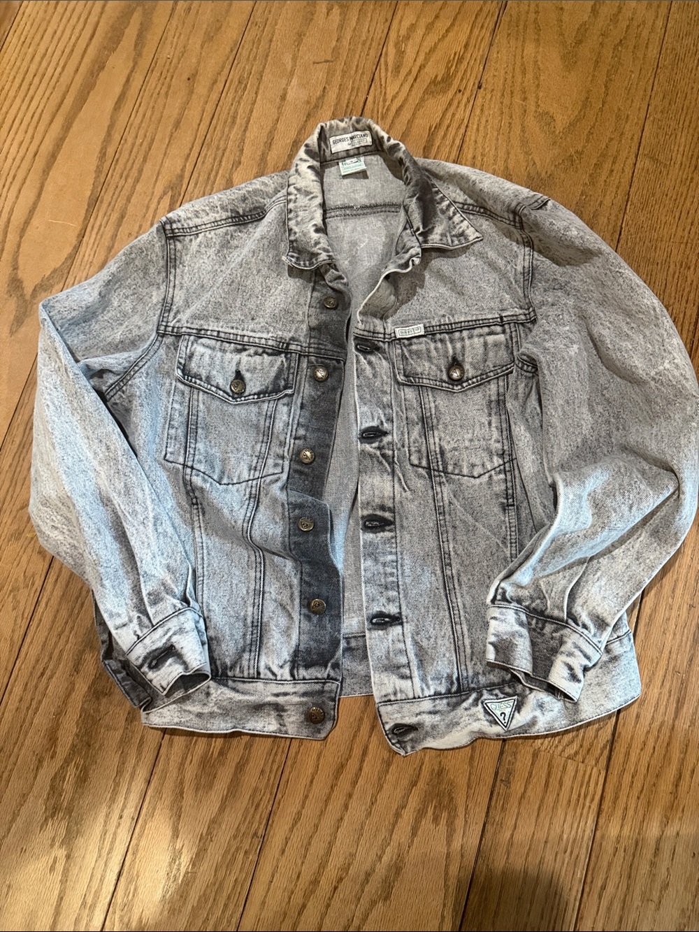 Guess Men’s Acid-Wash Denim Jacket - Gray